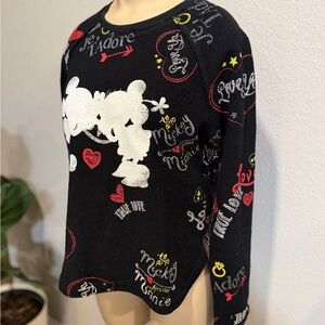Disney Black Mickey & Minnie Love Graphic Crewneck Sweater
